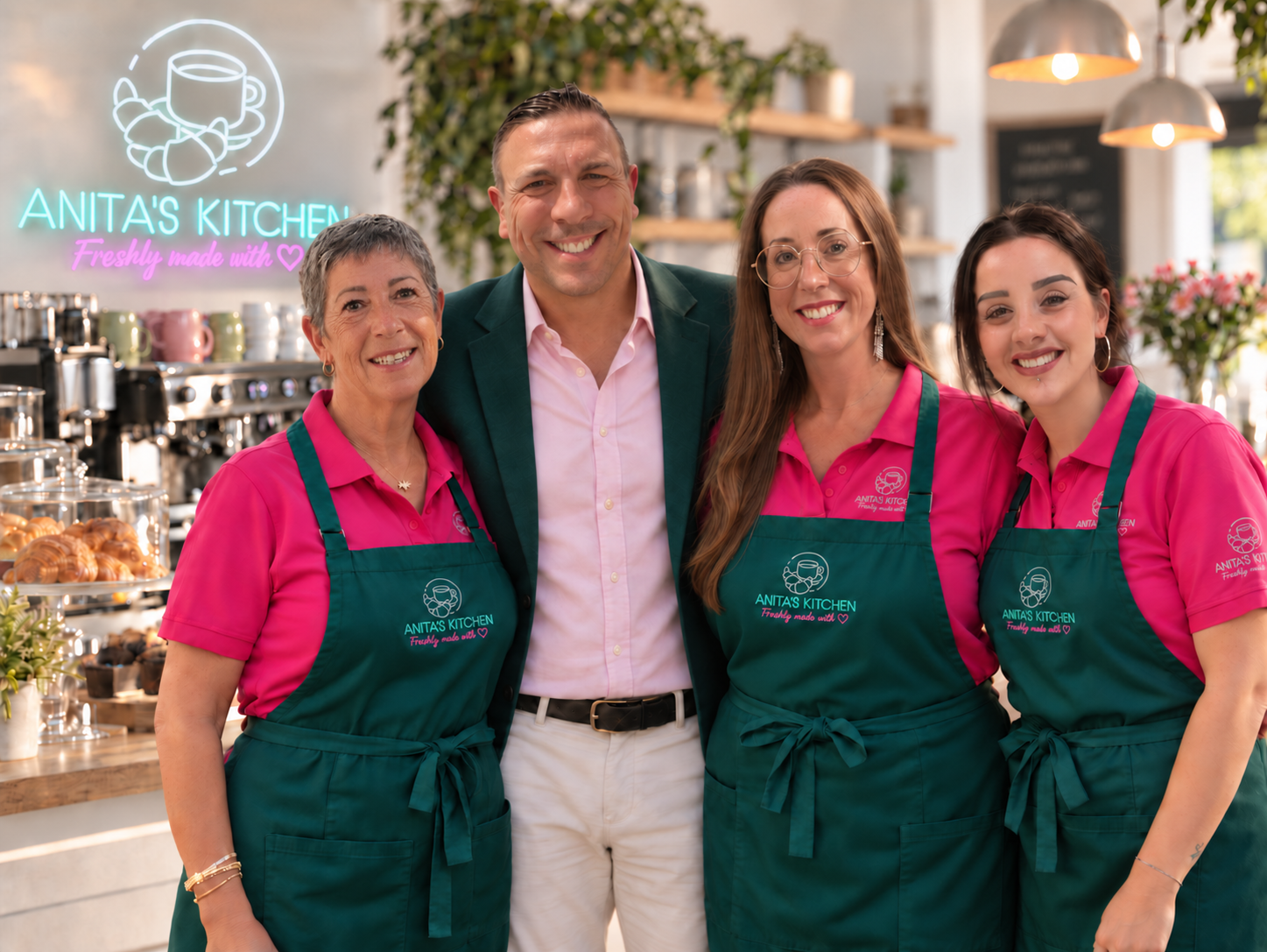 Anita with the Anita's Kitchen family and team