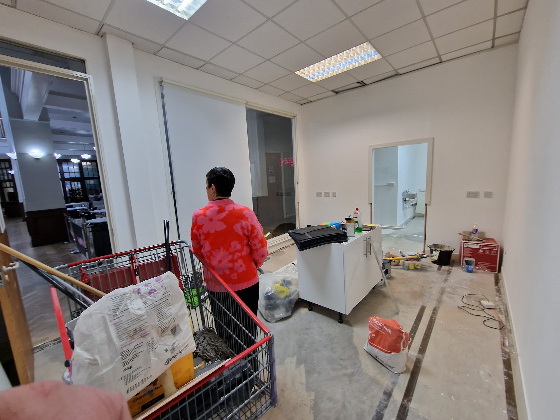 The empty café space being prepared before Anita's Kitchen opened